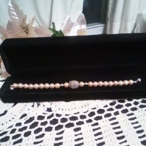 Genuine Pearl Bracelet with 925 Sterling Silver Accents
